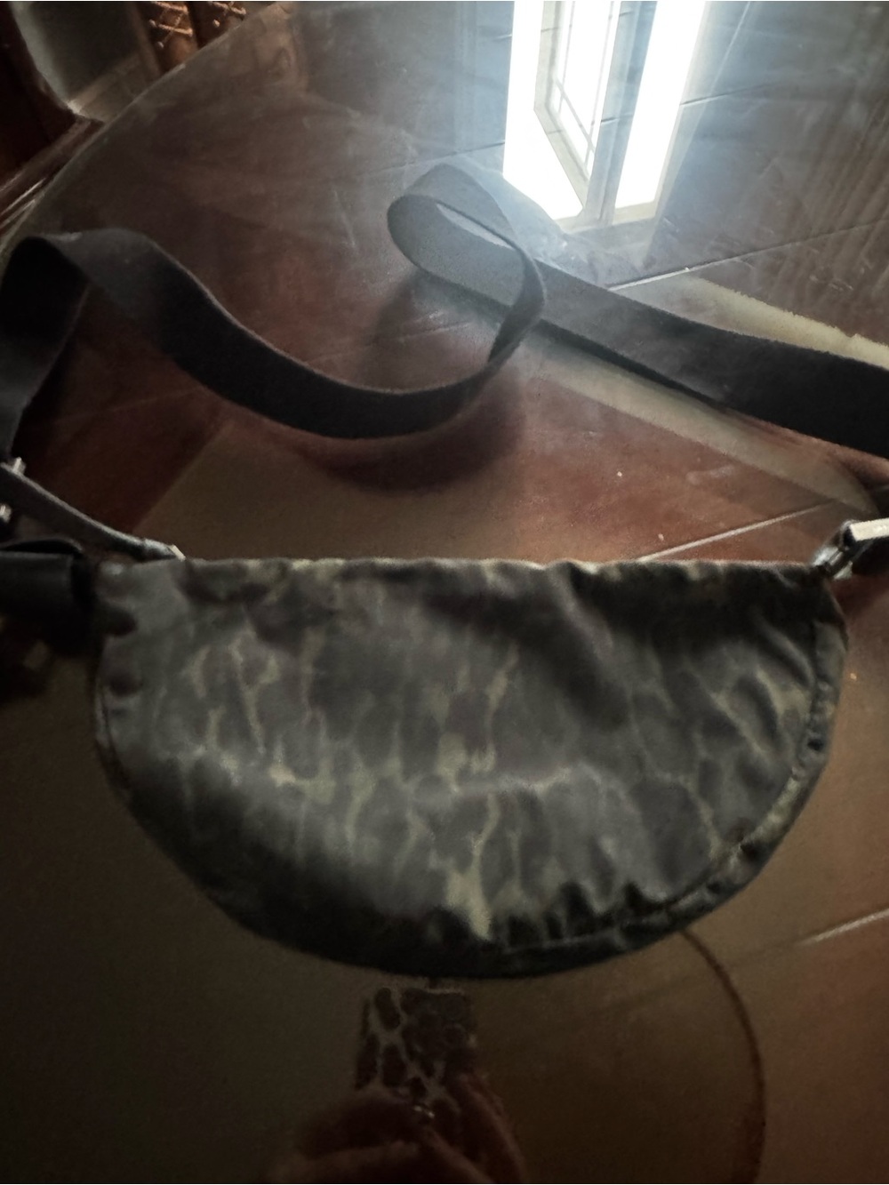 All Saints Black green camo Leopard-Print Crossbody Bag